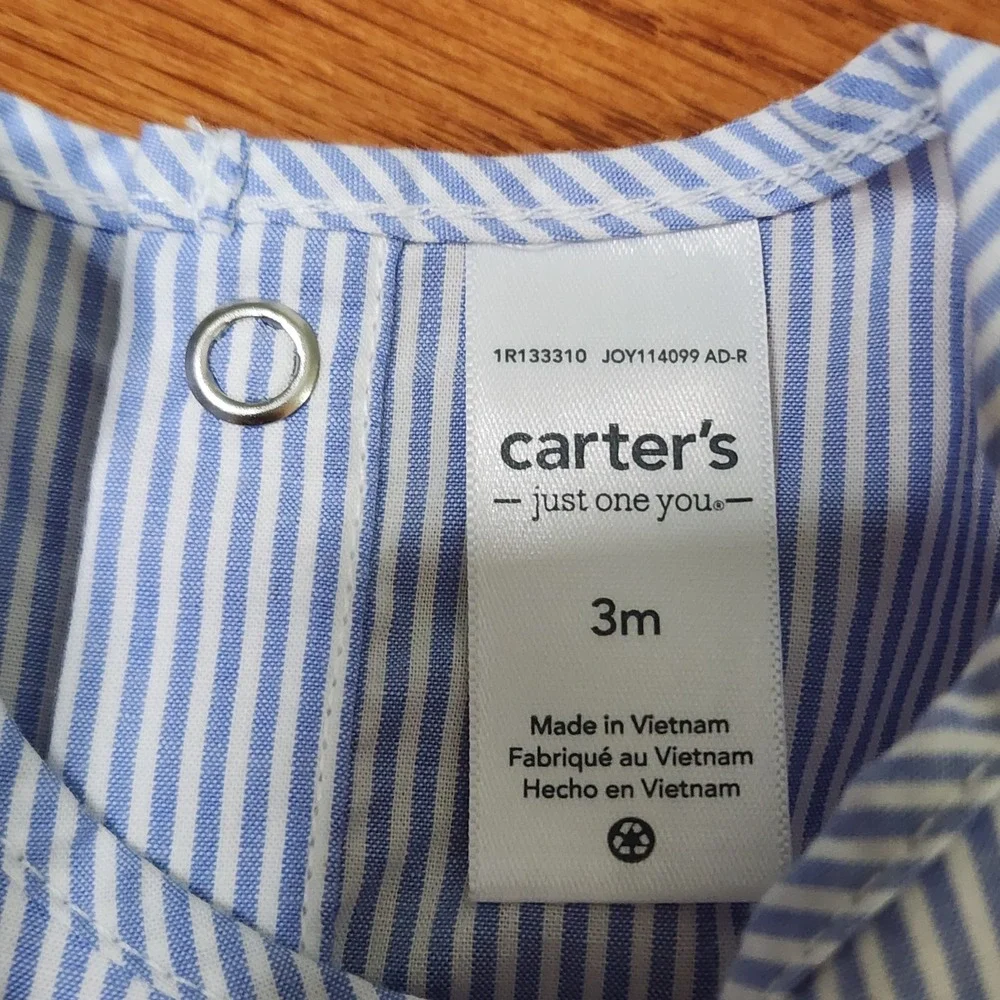 Carters One Piece Infant‎ Baby Girl Outfit Set 3 Mo Flowers Stripes Sleeveless